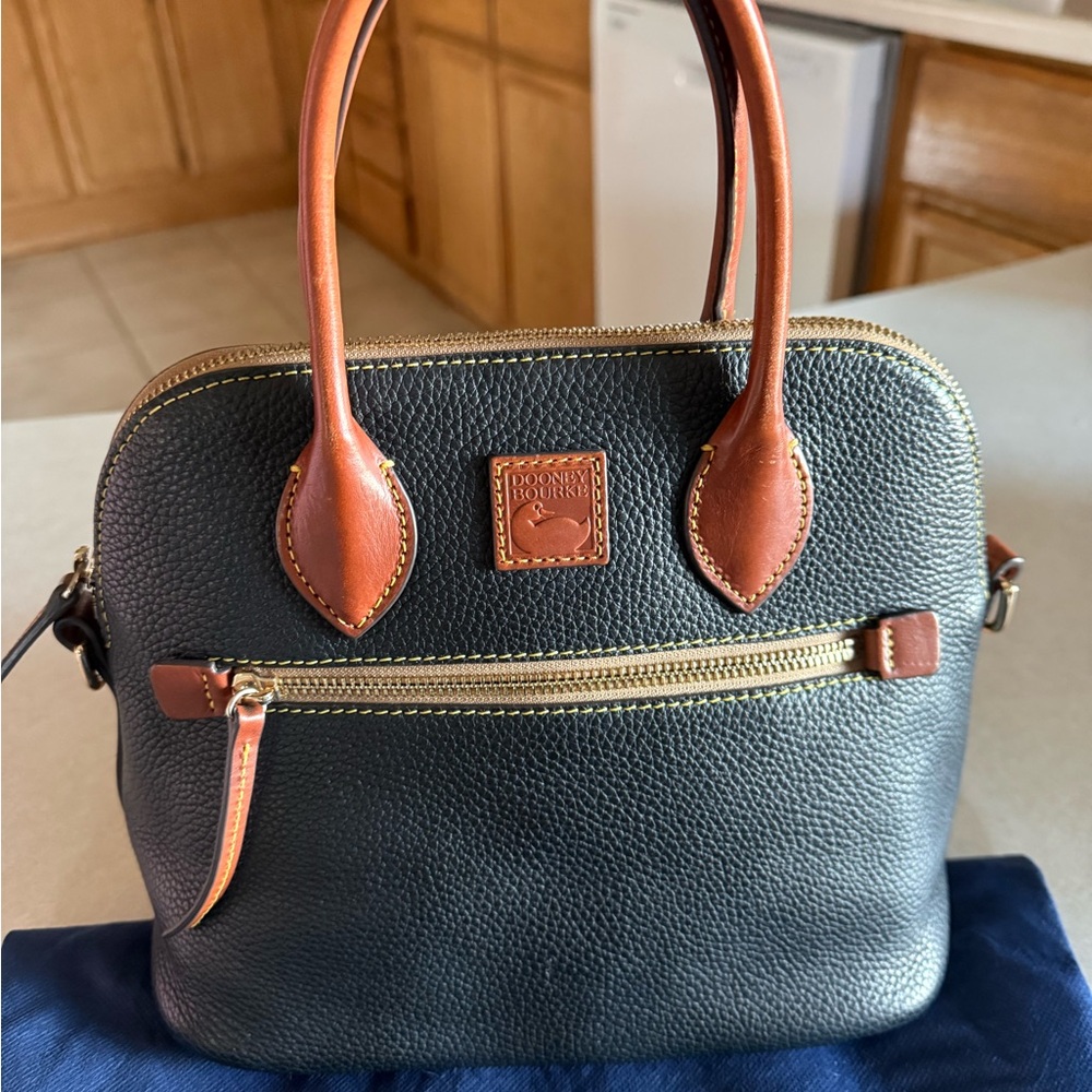 Dooney & Bourke Domed Satchel Black and Brown Leather